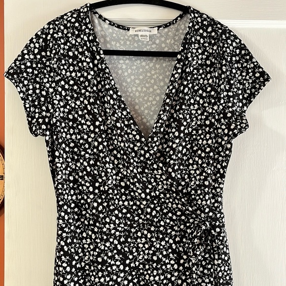 Faux Wrap Maxi Dress, Black and White - Picture 1 of 3